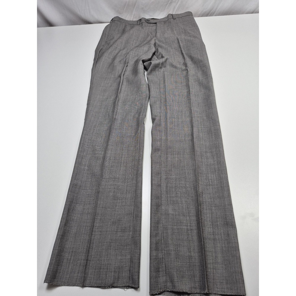 Rossetti Uomo Dress Pants Mens 34x36 Gray Wool Flat Front Straight Lined NWT